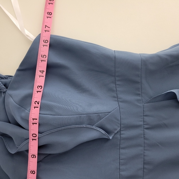 New Revelry Scarlet Chiffon Ruffle Off the Shoulder Faux Wrap Maxi Dress Tall - Picture 9 of 10